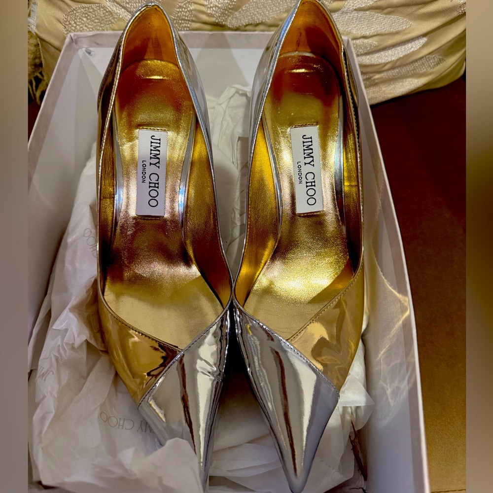 Jimmy Choo Silver Heels Elegant Design